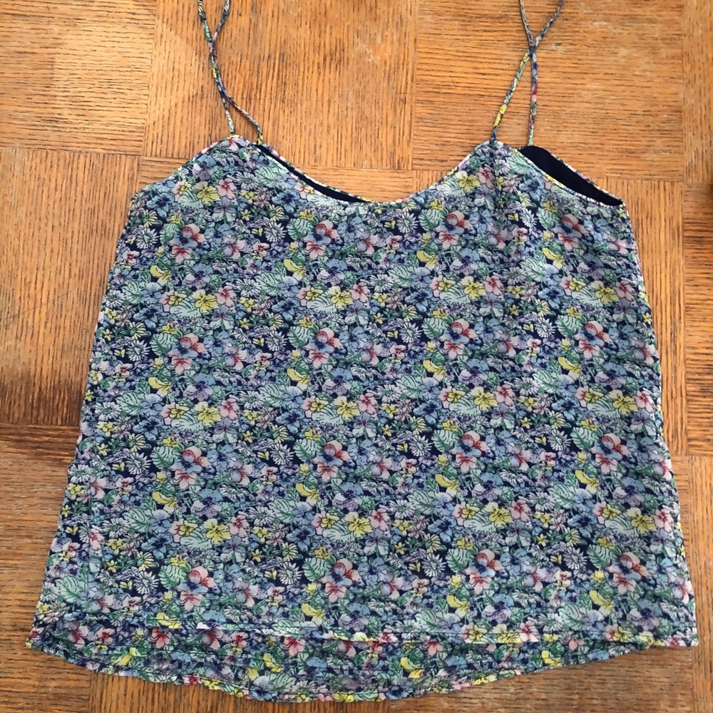 Mango gorgeous multicolored blue spaghetti straps vacation crop top, size XS - Picture 3 of 6